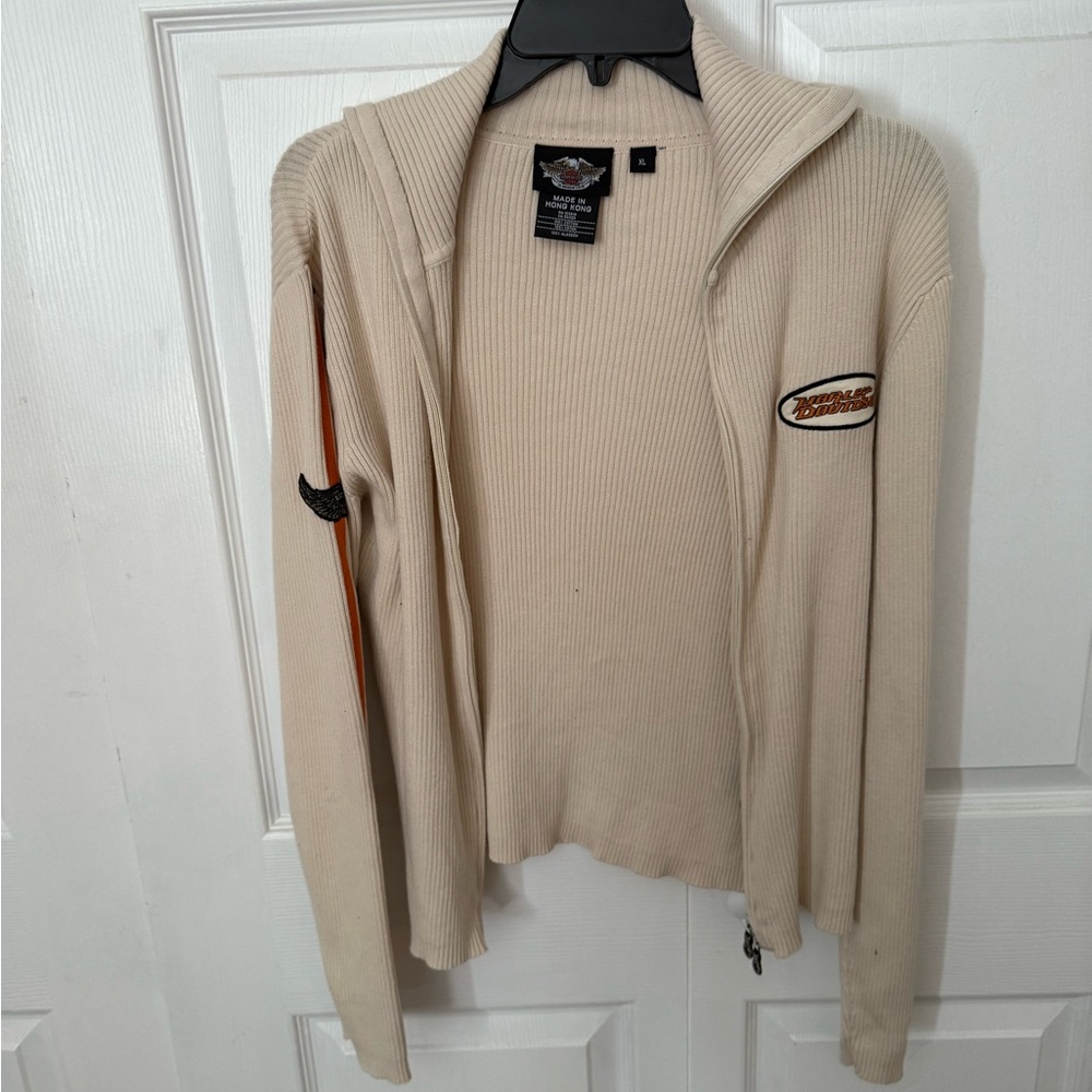 Harley-Davidson Women's Cream Zip-Up Cardigan